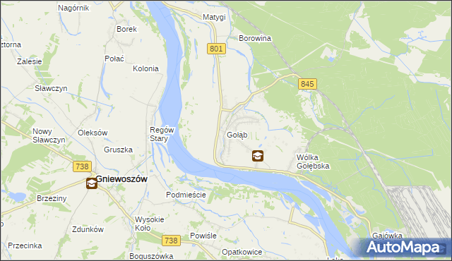 mapa Gołąb gmina Puławy, Gołąb gmina Puławy na mapie Targeo