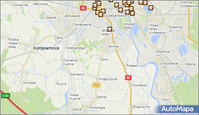 mapa Górki gmina Prószków, Górki gmina Prószków na mapie Targeo