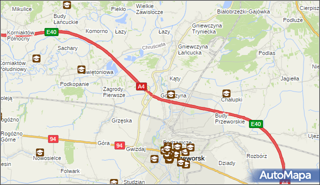 mapa Gorliczyna, Gorliczyna na mapie Targeo