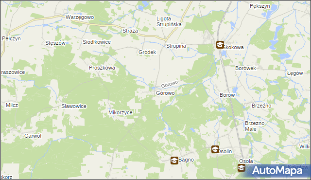 mapa Górowo gmina Prusice, Górowo gmina Prusice na mapie Targeo