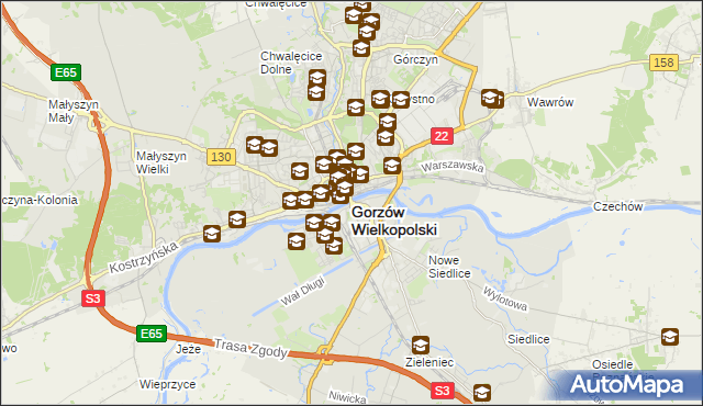 mapa Gorzów Wielkopolski, Gorzów Wielkopolski na mapie Targeo