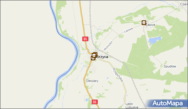 mapa Górzyca powiat słubicki, Górzyca powiat słubicki na mapie Targeo