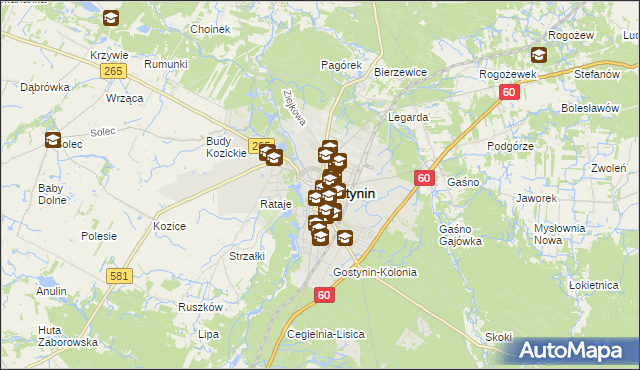 mapa Gostynin, Gostynin na mapie Targeo
