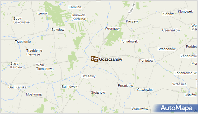 mapa Goszczanów, Goszczanów na mapie Targeo