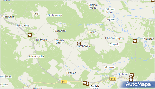 mapa Grabówek gmina Olszewo-Borki, Grabówek gmina Olszewo-Borki na mapie Targeo