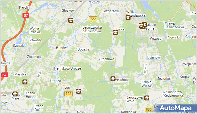 mapa Grochowa gmina Piaseczno, Grochowa gmina Piaseczno na mapie Targeo