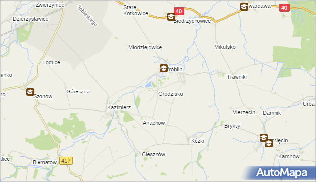 mapa Grodzisko gmina Pawłowiczki, Grodzisko gmina Pawłowiczki na mapie Targeo