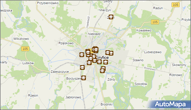mapa Gryfice, Gryfice na mapie Targeo