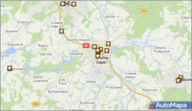 mapa Gryfów Śląski, Gryfów Śląski na mapie Targeo