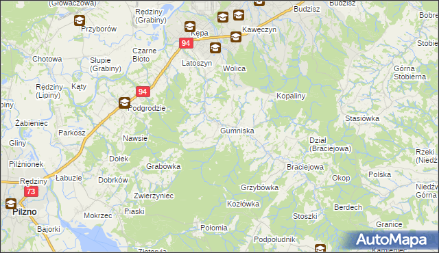 mapa Gumniska gmina Dębica, Gumniska gmina Dębica na mapie Targeo