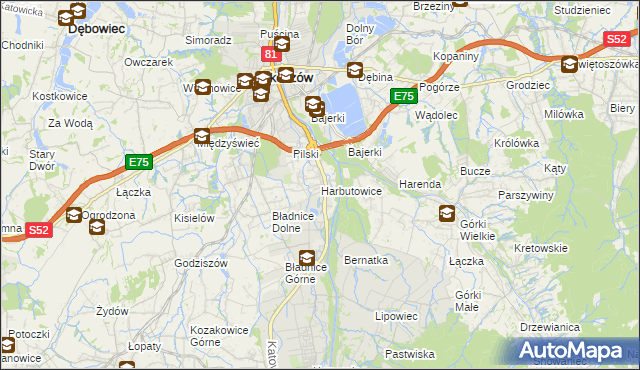 mapa Harbutowice gmina Skoczów, Harbutowice gmina Skoczów na mapie Targeo