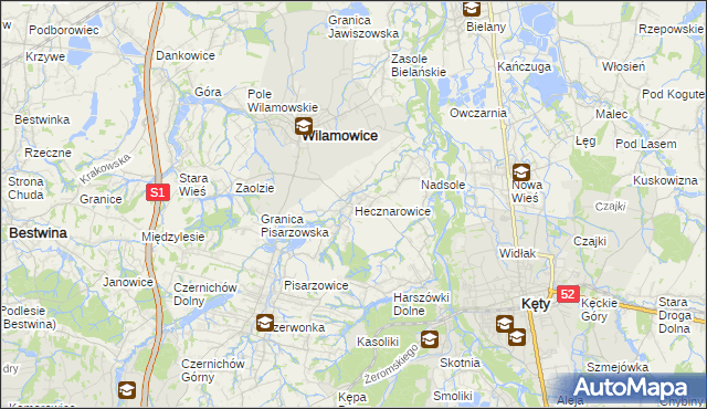 mapa Hecznarowice, Hecznarowice na mapie Targeo