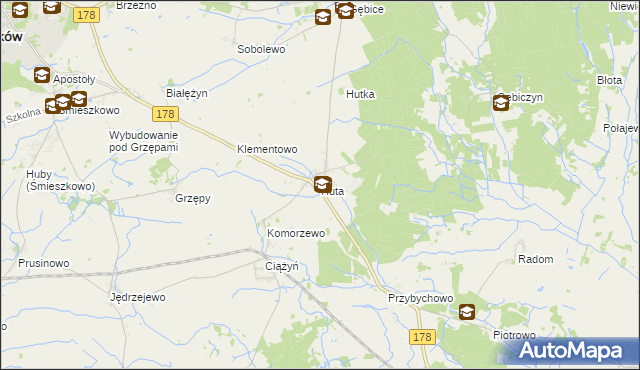 mapa Huta gmina Czarnków, Huta gmina Czarnków na mapie Targeo
