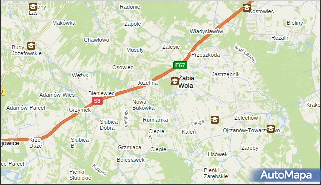 mapa Huta Żabiowolska, Huta Żabiowolska na mapie Targeo