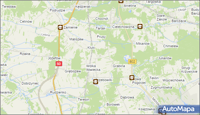 mapa Iłówiec gmina Mińsk Mazowiecki, Iłówiec gmina Mińsk Mazowiecki na mapie Targeo