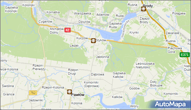 mapa Jabłonna gmina Brody, Jabłonna gmina Brody na mapie Targeo