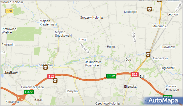 mapa Jakubowice Konińskie-Kolonia, Jakubowice Konińskie-Kolonia na mapie Targeo