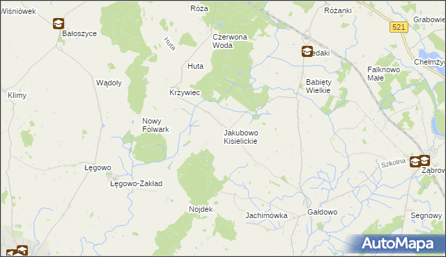 mapa Jakubowo Kisielickie, Jakubowo Kisielickie na mapie Targeo