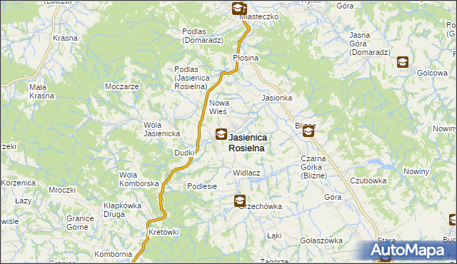 mapa Jasienica Rosielna, Jasienica Rosielna na mapie Targeo