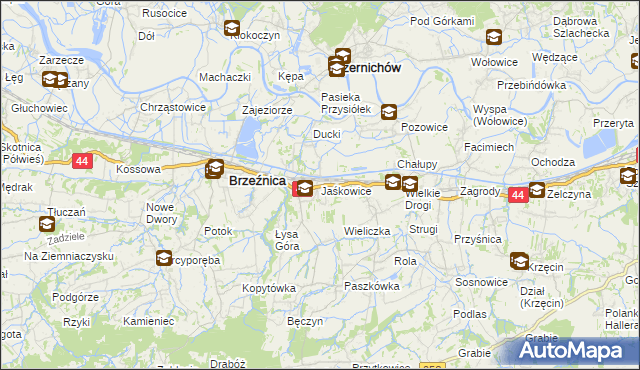 mapa Jaśkowice gmina Skawina, Jaśkowice gmina Skawina na mapie Targeo