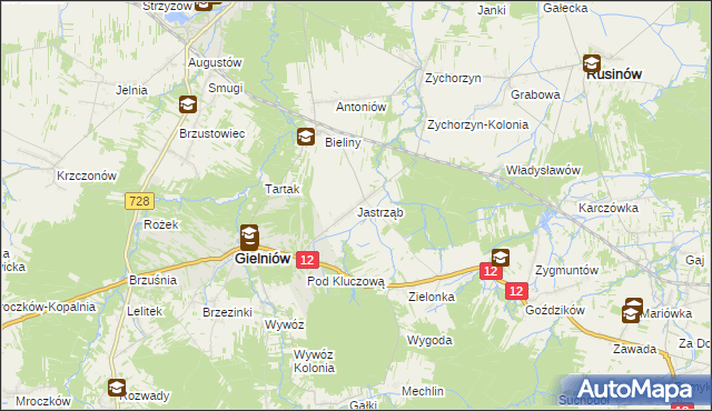 mapa Jastrząb gmina Gielniów, Jastrząb gmina Gielniów na mapie Targeo