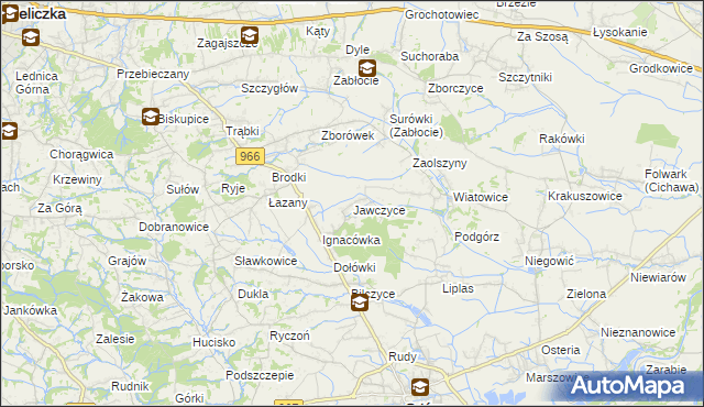 mapa Jawczyce gmina Biskupice, Jawczyce gmina Biskupice na mapie Targeo