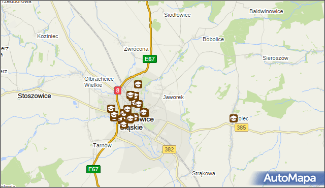 mapa Jaworek gmina Ząbkowice Śląskie, Jaworek gmina Ząbkowice Śląskie na mapie Targeo