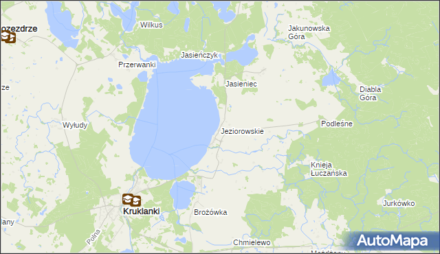 mapa Jeziorowskie gmina Kruklanki, Jeziorowskie gmina Kruklanki na mapie Targeo