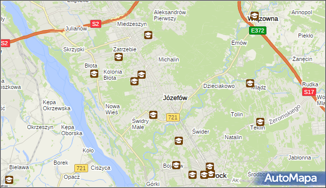mapa Józefów powiat otwocki, Józefów powiat otwocki na mapie Targeo