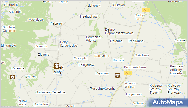 mapa Kaczyniec gmina Koło, Kaczyniec gmina Koło na mapie Targeo