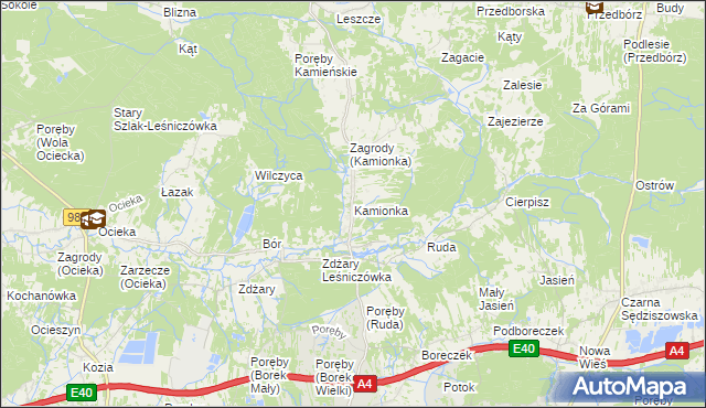 mapa Kamionka gmina Ostrów, Kamionka gmina Ostrów na mapie Targeo