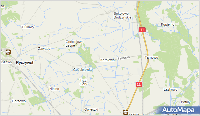 mapa Karolewo gmina Rogoźno, Karolewo gmina Rogoźno na mapie Targeo