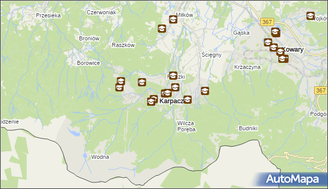 mapa Karpacz, Karpacz na mapie Targeo