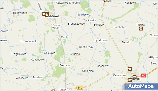 mapa Kędzierzyn gmina Bielsk, Kędzierzyn gmina Bielsk na mapie Targeo