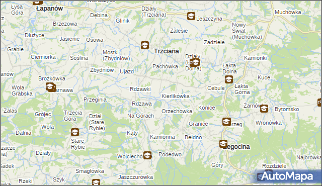 mapa Kierlikówka, Kierlikówka na mapie Targeo
