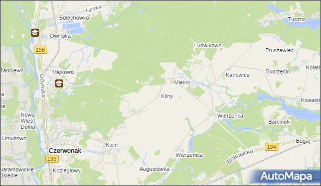 mapa Kliny gmina Czerwonak, Kliny gmina Czerwonak na mapie Targeo