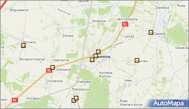 mapa Kłomnice, Kłomnice na mapie Targeo