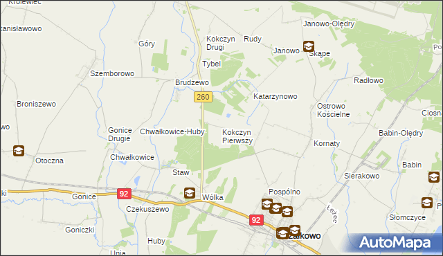 mapa Kokczyn Pierwszy, Kokczyn Pierwszy na mapie Targeo