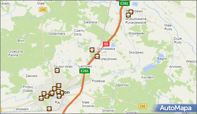 mapa Kołaczkowo gmina Szubin, Kołaczkowo gmina Szubin na mapie Targeo