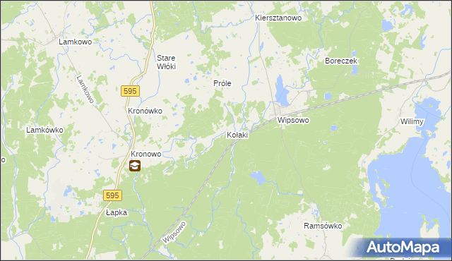 mapa Kołaki gmina Barczewo, Kołaki gmina Barczewo na mapie Targeo