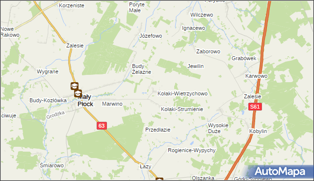 mapa Kołaki-Wietrzychowo, Kołaki-Wietrzychowo na mapie Targeo