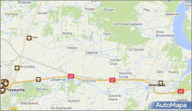mapa Komorów gmina Wieniawa, Komorów gmina Wieniawa na mapie Targeo