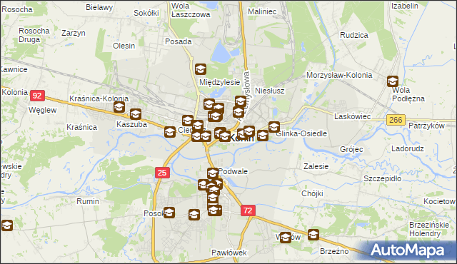 mapa Konina, Konin na mapie Targeo