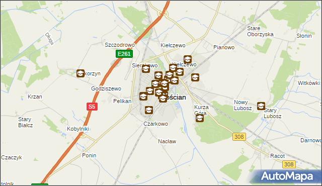 mapa Kościan, Kościan na mapie Targeo