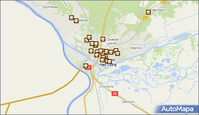 mapa Kostrzyn nad Odrą, Kostrzyn nad Odrą na mapie Targeo