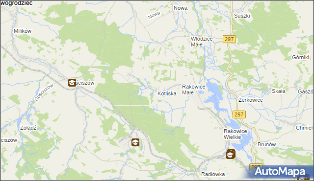 mapa Kotliska gmina Lwówek Śląski, Kotliska gmina Lwówek Śląski na mapie Targeo