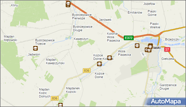 mapa Kozice Dolne-Kolonia, Kozice Dolne-Kolonia na mapie Targeo