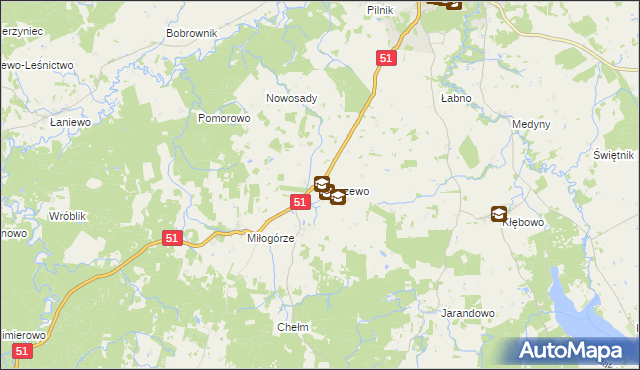 mapa Kraszewo gmina Lidzbark Warmiński, Kraszewo gmina Lidzbark Warmiński na mapie Targeo