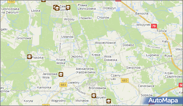 mapa Krępa gmina Prażmów, Krępa gmina Prażmów na mapie Targeo