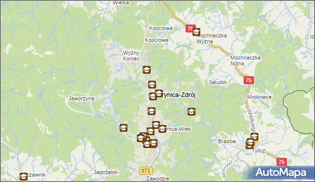 mapa Krynica-Zdrój, Krynica-Zdrój na mapie Targeo